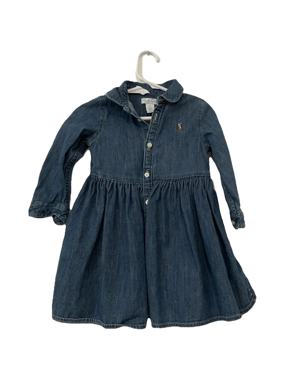 Ralph Lauren Dark Denim Shirt Dress with Pony Logo